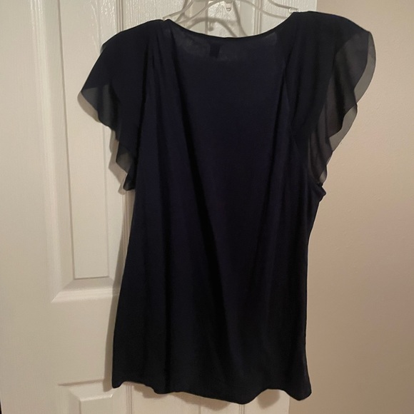 Ann Taylor Navy Ruffle Sleeve Blouse - Picture 2 of 2